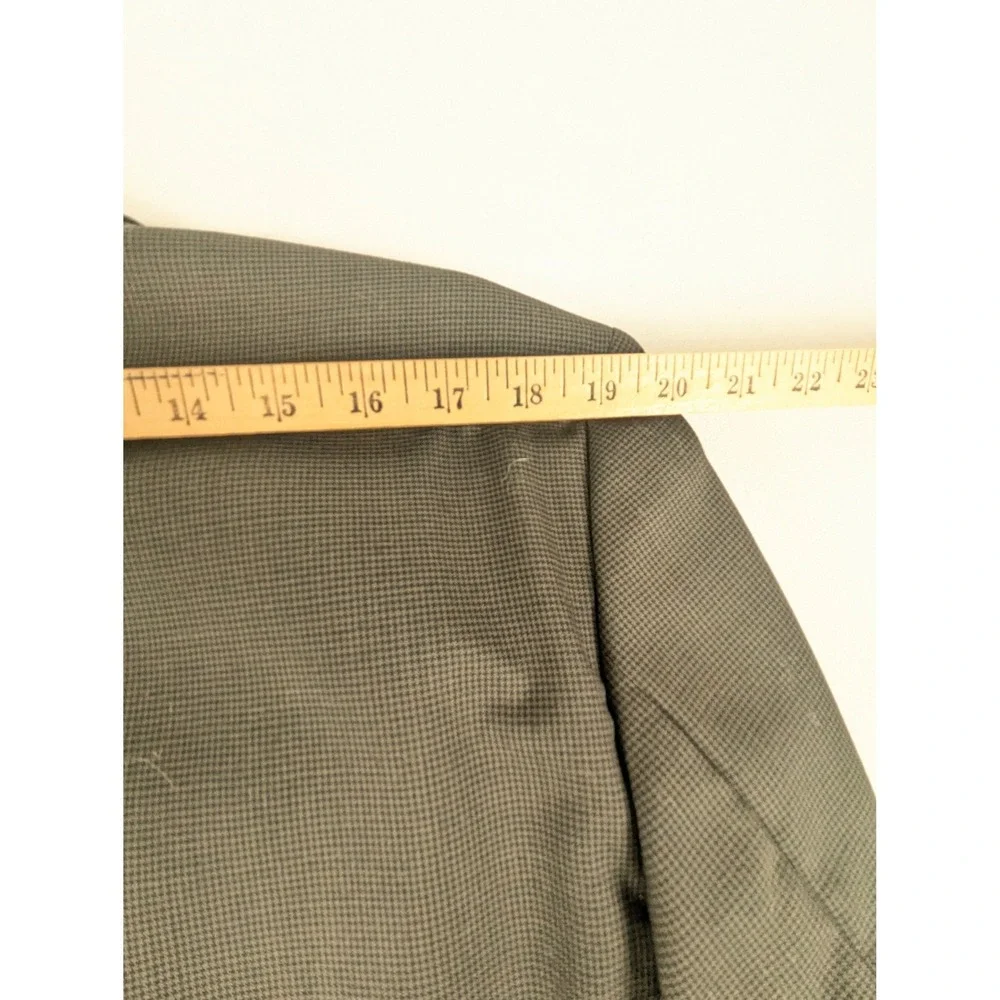 Lord & Taylor Mens 42R Double Breasted Blazer Pure Virgin Wool Grey Houndstooth
